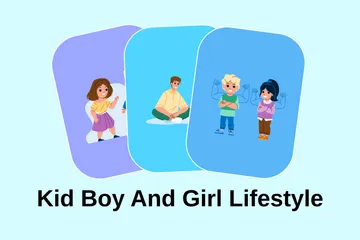 Lebensstil für Jungen und Mädchen Illustrationspack