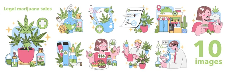 Legales Marihuana Illustrationspack