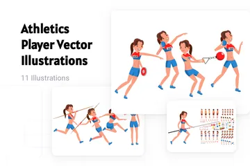 Leichtathletik-Spieler-Vektor Illustrationspack