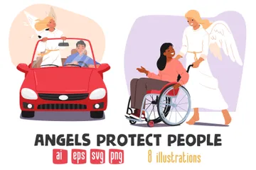 Les anges protègent les gens Pack d'Illustrations