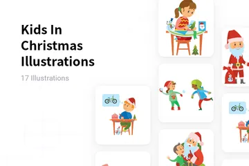 Enfants à Noël Pack d'Illustrations