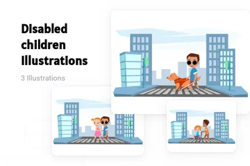 Les enfants handicapés Pack d'Illustrations