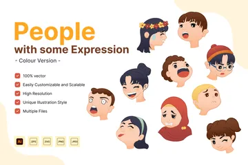 Personnes avec une certaine expression Pack d'Illustrations