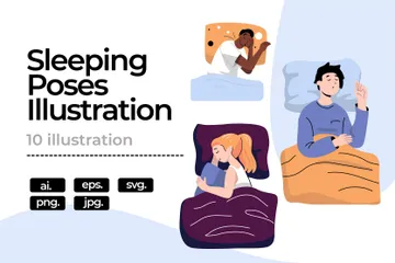 Les gens dorment dans différentes poses Pack d'Illustrations