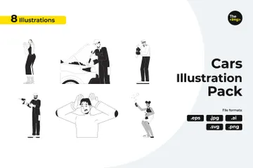 Personnes interagissant avec des voitures Pack d'Illustrations