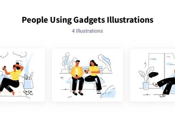 Leute, die Gadgets benutzen Illustrationspack