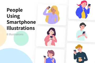 Menschen, die Smartphones benutzen Illustrationspack