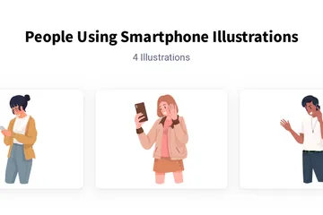 Menschen, die Smartphones benutzen Illustrationspack