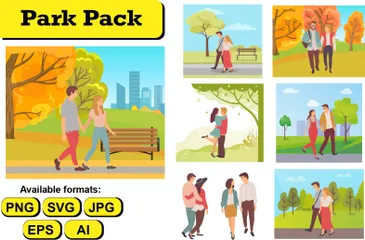 Menschen im Park Illustrationspack