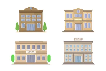 Library Building Illustration Pack