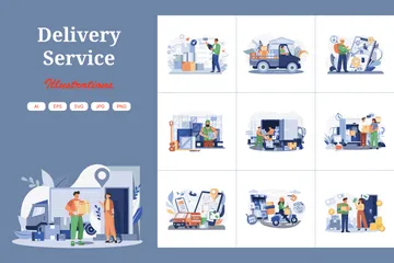 Lieferservice Illustrationspack