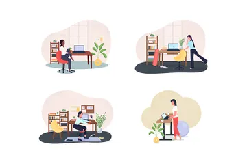 Salle de sport en milieu de travail Pack d'Illustrations