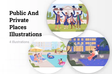 Lieux publics et privés Pack d'Illustrations