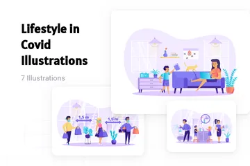 Lifestyle In Covid Illustration Pack