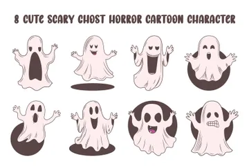 Lindo fantasma aterrador de terror Paquete de Ilustraciones