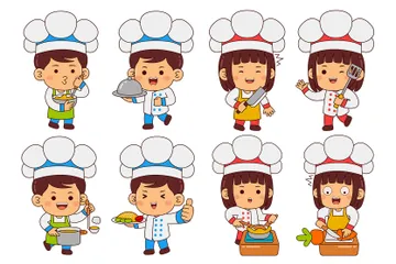 Lindo personaje de chef Paquete de Ilustraciones