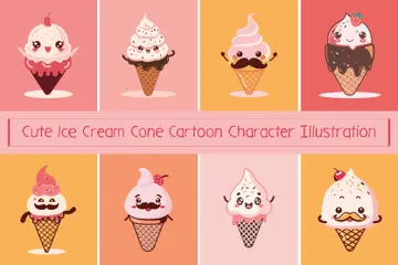 Lindo cono de helado Paquete de Ilustraciones