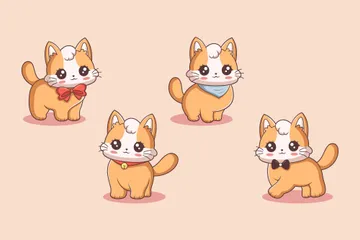 Lindo personaje de gato Paquete de Ilustraciones