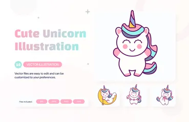 Lindo unicornio Paquete de Ilustraciones