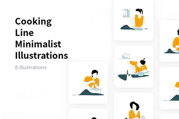 Línea de cocina minimalista Paquete de Ilustraciones