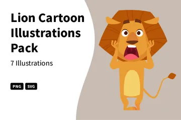 Lion Cartoon Illustration Pack