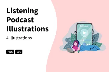 Listening Podcast Illustration Pack