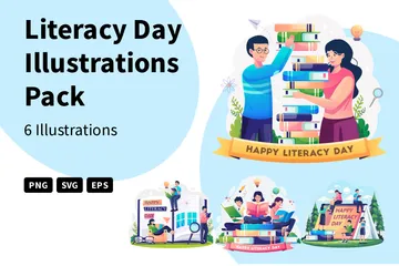 Literacy Day Illustration Pack