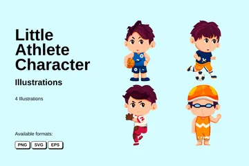 Little Athlete Character Illustration Pack