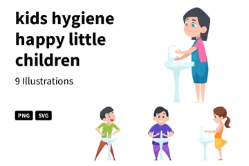 Little Children Washing Hands Illustration Pack