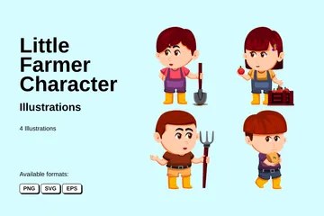 Little Farmer Character Illustration Pack