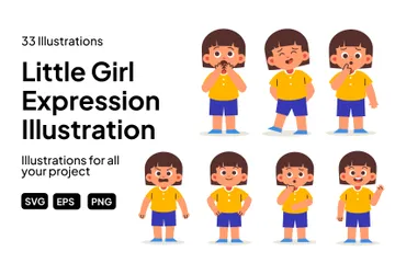 Little Girl Expression Illustration Pack