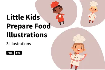 Little Kids Prepare Food Illustration Pack