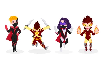 Little Superhero Character Illustration Pack