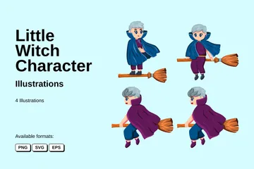 Little Witch Character Illustration Pack