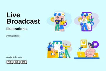 Live Broadcast Illustration Pack