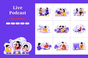 Live Podcast Illustration Pack