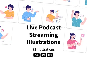 Live Podcast Streaming Illustration Pack