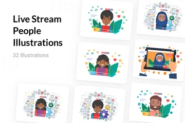 Live Stream People Illustration Pack