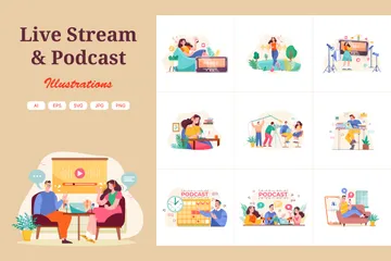 Live Stream & Podcast Illustration Pack