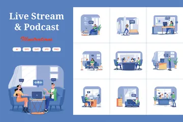 Live Stream & Podcast Illustration Pack