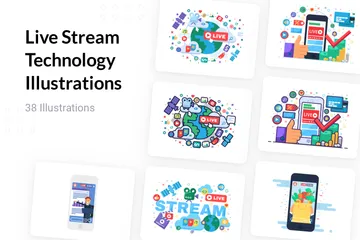 Live Stream Technology Illustration Pack