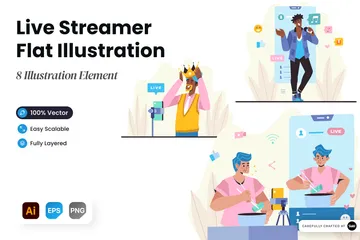 Live Streamer Illustration Pack