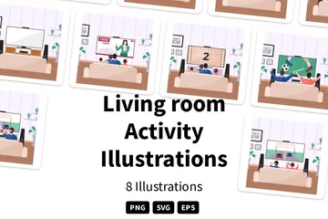 Living Room Activity Illustration Pack