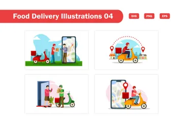 Livraison de nourriture Pack d'Illustrations