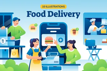 Livraison de nourriture Pack d'Illustrations