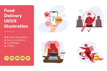 UI/UX de livraison de nourriture Pack d'Illustrations