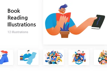 Lecture de livres Pack d'Illustrations