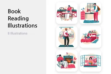 Lecture de livres Illustration Pack