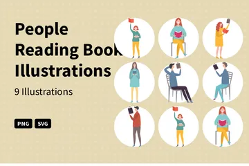 Livro de leitura de pessoas Pacote de Ilustrações