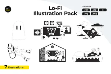 Lo Fi Aesthetic Vibes Illustration Pack
